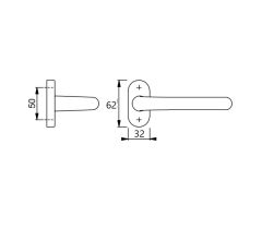 Egyoldalas ajtókilincs rövid P/L, 8 mm, PZ rozettával