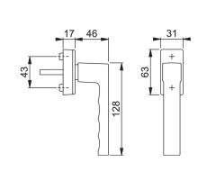 Ablakfogantyú Toulon SecuForte® 7/ 32-42 mm - Bronz