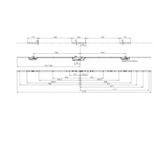 Kilinccsel működtethető FUHR ajtózár 856-45, 2H+2RL , 16-92-08 , 2170mm - Ezüst, 45