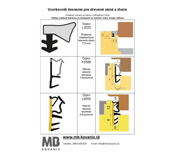 Fa ablakok tömítéseinek mintalistája - Fekete